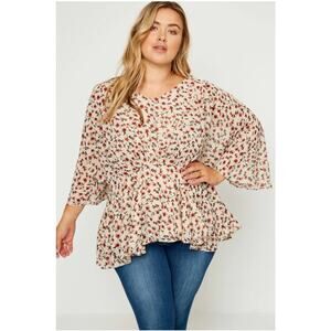 NWT Hayden Los Angeles Dolman Sleeve Floral Peplum Top Women's 2XL Cottagecore